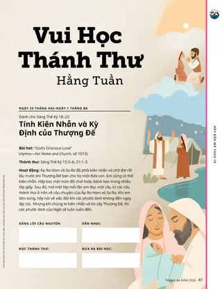 Trang PDF với hình minh họa Áp Ra Ham, Sa Ra và em bé Y Sác