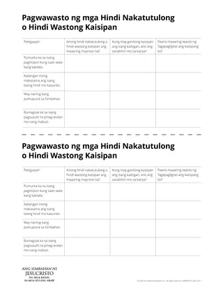 Pagwawasto ng mga Hindi Nakatutulong o Hindi Wastong Kaisipan