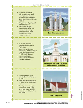 Три картки для вирізання, з одного боку яких буде ілюстрація храму, а з іншого — цікаві факти про цей храм