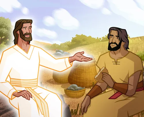 Jesus tells Peter to feed His lambs.