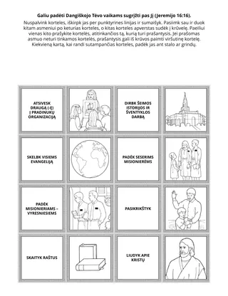 Pradinukų užduotėlių puslapis. Aš galiu padėti Dangiškojo Tėvo vaikams sugrįžti pas Jį