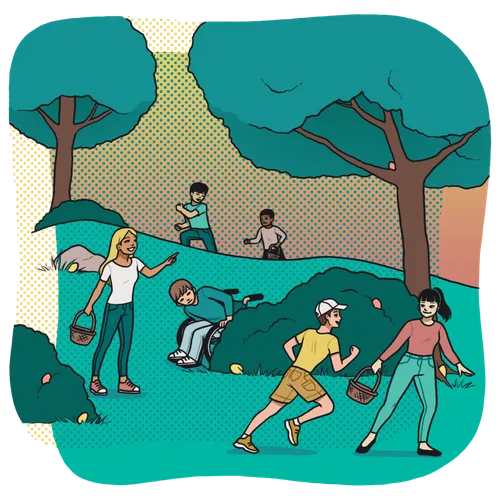 young people on an Easter-egg hunt