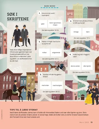 Spørrelek-aktivitet med bakgrunn som illustrerer bygninger og mennesker fra det nittende århundre i USA