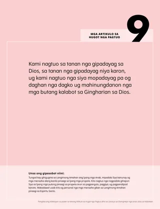 Poster nga anaa sa PDF sa ikasiyam nga Artikulo sa Hugot nga Pagtuo nga adunay pagpasabot unsay gipasabot niini