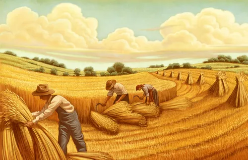 people working in a field