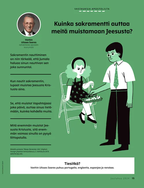 PDF-sivu, jossa diakoni jakaa sakramenttia tytölle