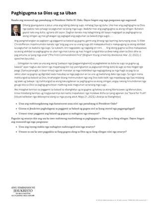 Paghigugma sa Dios ug sa Uban nga handout