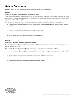 Material complementar: O dia de Pentecostes