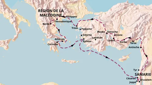 carte de la deuxième mission de Paul