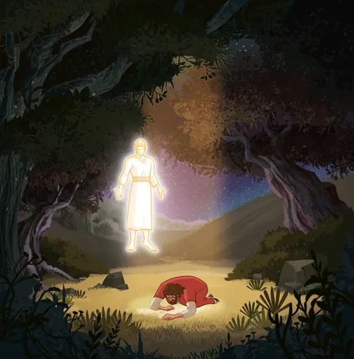 An angel comes to strengthen Jesus.