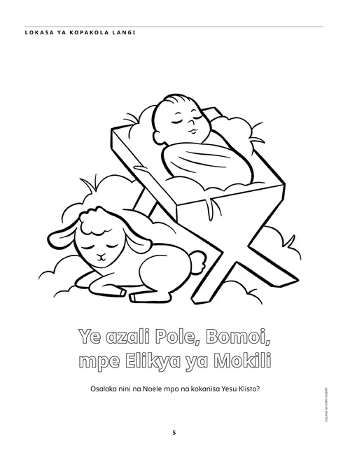 Lokasa ya PDF ya kopakola langi oyo ezali na elilingi ya mwana Yesu kati na elyelo ya bibwele mpe mwana ya mpate