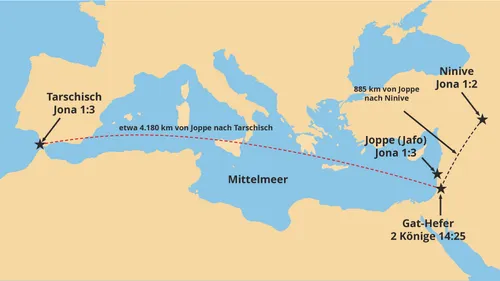 Karte zum Alten Testament zur Zeit des Propheten Jona