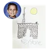 picture of smiling boy with a drawing of a temple with an archway in it labeled ‘keystone’