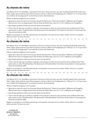 Material de apoio “As chaves do reino”