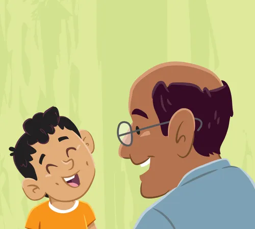 Paolo and Uncle Oscar smiling while they talk