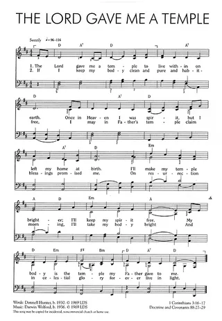 Music, The Lord Gave Me a Temple