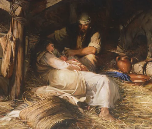 Joseph, Mary, and baby Jesus