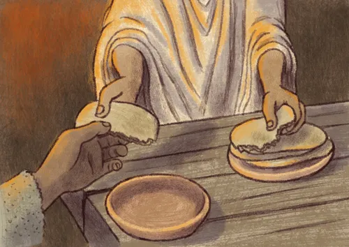 Image of Jesus Christ’s hands holding bread