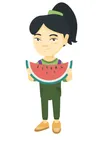 girl with watermelon slice
