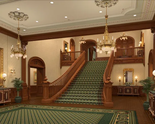 Rendering of the stairs to the sealing addition of the Salt Lake Temple.