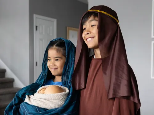 Children dressed to act out the Nativity