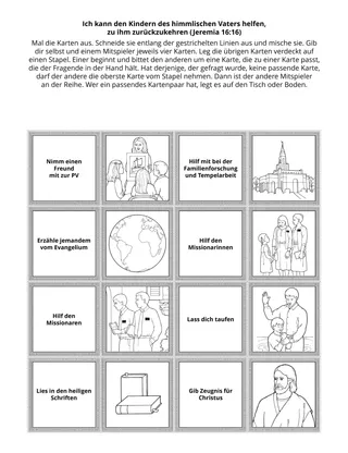 Seite mit der Aktivität für PV-Kinder: Ich kann den Kindern des himmlischen Vaters helfen, zu ihm zurückzukehren