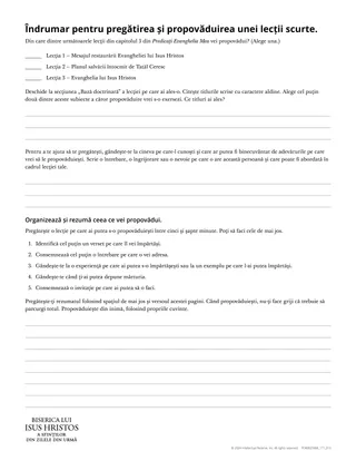 Îndrumar pentru pregătirea și propovăduirea unei lecții scurte.