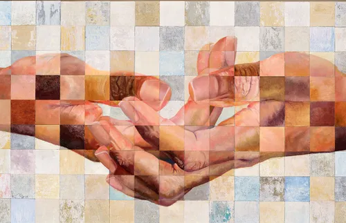 hands composed of images of skin tones