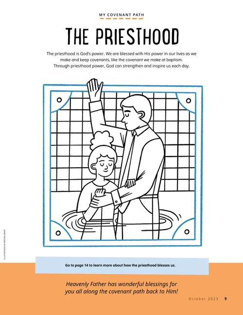 Coloring page PDF of a man baptizing a girl