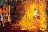 Nephi and Lehi protected from fire