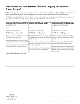 Arbeitsblatt „Umgang mit Tod und Trauer“