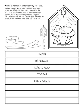 Primärs aktivitetssida: Gamla testamentet undervisar mig om Jesus