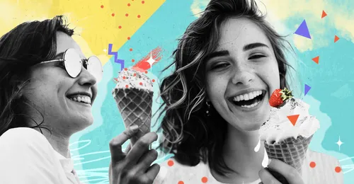 young women with ice cream cones