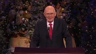 President Oaks speaking at devotional