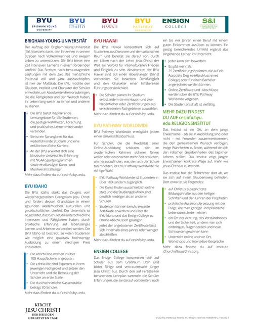 Dokument, in dem die verschiedenen Bildungseinrichtungen der Kirche beschrieben werden