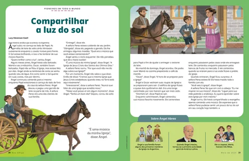 História em PDF de um homem e um menino em uma carroça puxada por cavalos carregando garrafas de leite, e o menino dando garrafas de leite a uma mulher