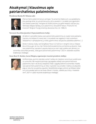 Atsakymai į klausimus apie patriarchalinius palaiminimus