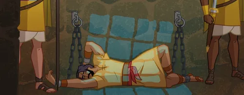 Peter sleeping in prison.