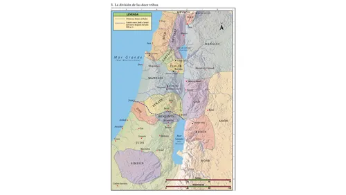 mapa de la división de las doce tribus de Israel