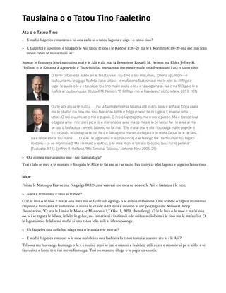 Tausiaina o o Tatou Tino Faaletino