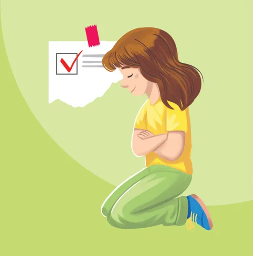 Girl kneeling to pray