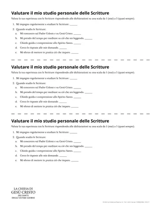 Valutazione del mio studio personale delle Scritture