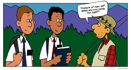 missionaries talking with fisherman