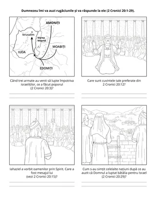 Pagină cu activități pentru Societatea Primară – Dumnezeu îmi va auzi rugăciunile și îmi va răspunde la ele.