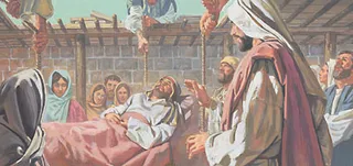 His friends let him down through the roof