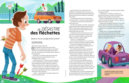 Fichier PDF d’une histoire : un garçon atteint une voiture avec une fléchette et ce garçon dans une voiture avec sa mère