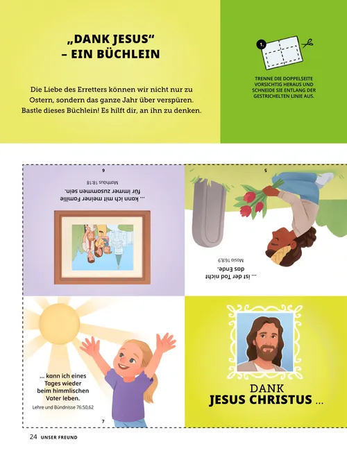 PDF: Bastelanleitung für ein Heft mit Illustrationen von Kindern und Jesus Christus