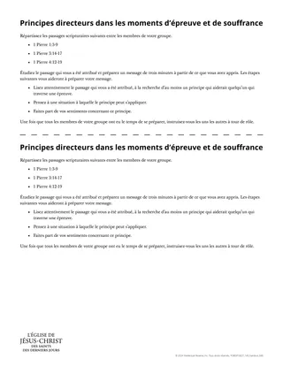 Document : Principes directeurs dans les moments d’épreuve et de souffrance