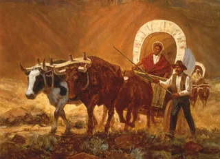 Pioneers with wagon