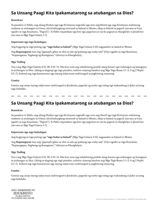 Sa Unsang Paagi Kita Ipakamatarong sa atubangan sa Dios? nga handout